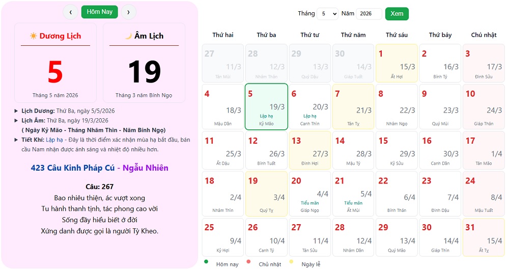 Lập Hạ (5-7/5 Dương Lịch)